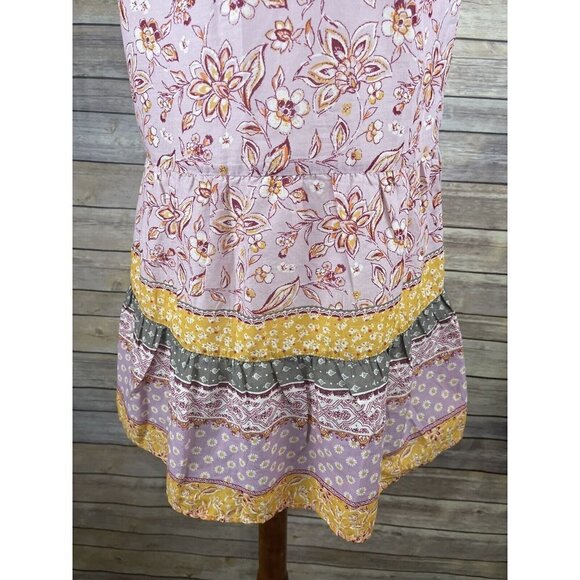 Beach Lunch Lounge XS NWT Tunic Blouse Tiered Ruffled Hem Boho Mixed Floral - Picture 7 of 10